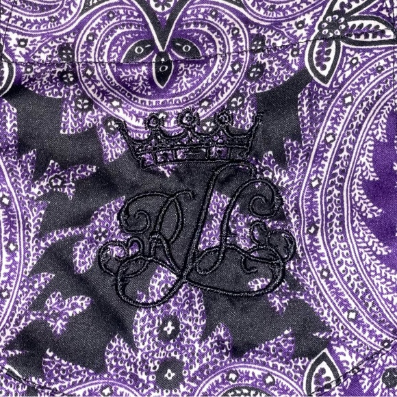 Lauren Ralph Lauren Purple Black Paisley Silky Pajama Set Size Large - Picture 6 of 13
